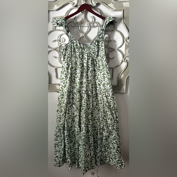 Abercrombie & Fitch Ruffle Strap Smocked Midi Dress Size L Tall - Picture 2 of 10